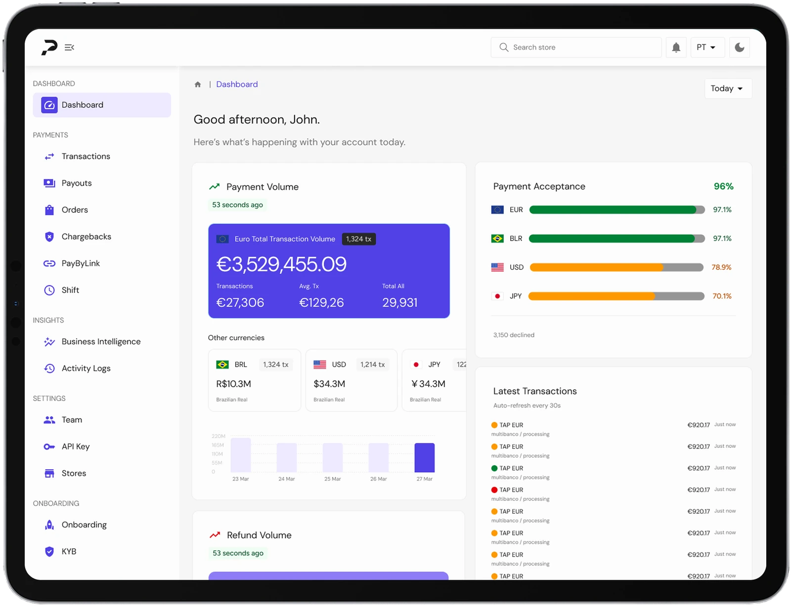 Paybyrd dashboard